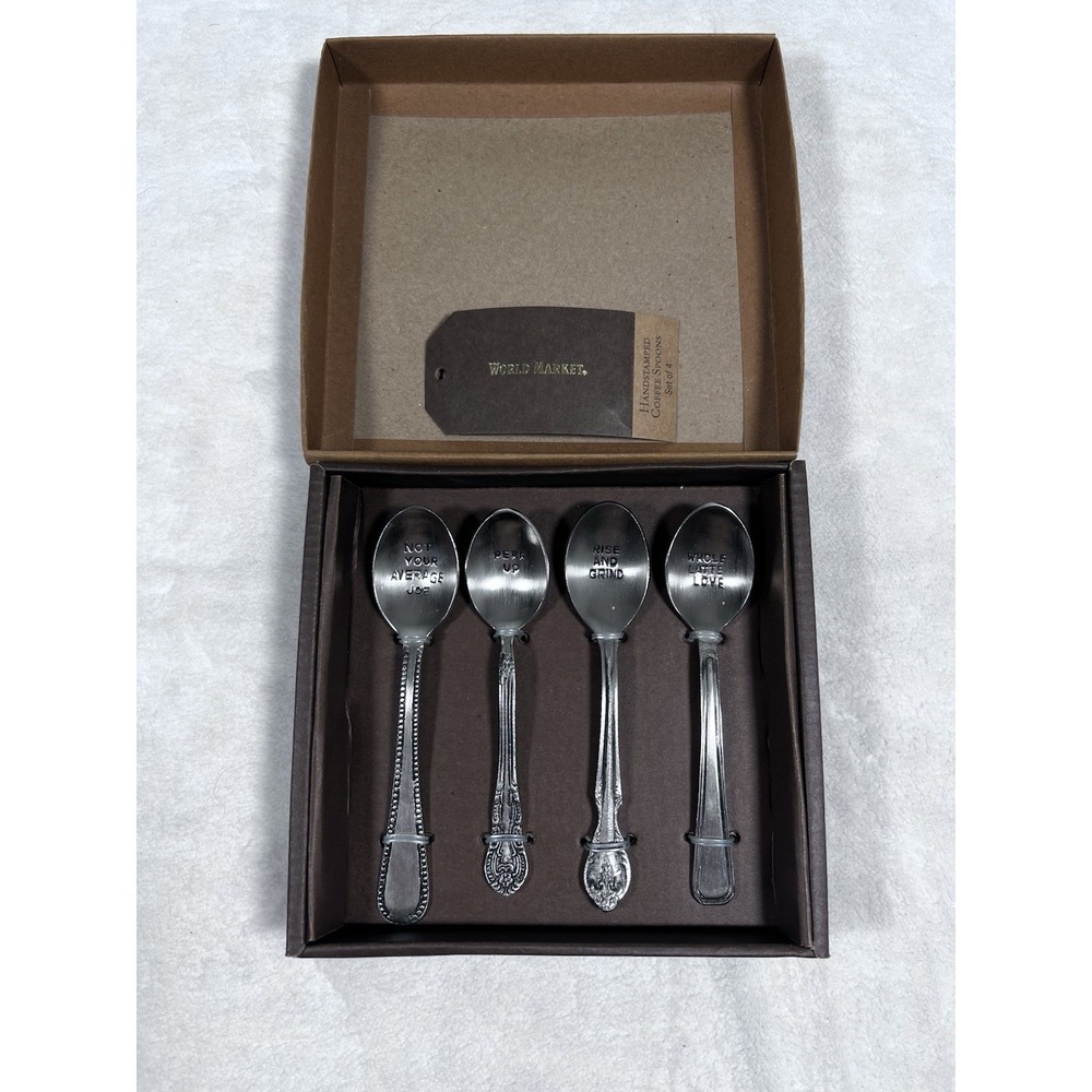 New World Market Exclusive Brass Crafted Hand Stamped Set Of 4 Teaspoons‎